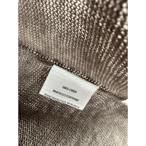 Eileen Fisher 100% Linen Sleeveless Tie Front Duster Sweater Vest Womens L Brown - Picture 9 of 12